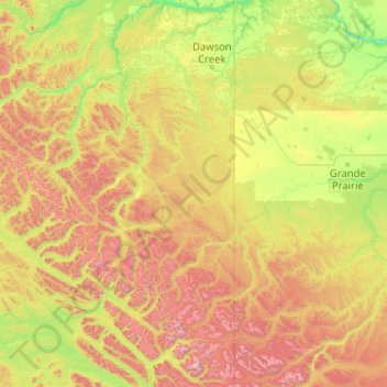 Area D (Kiskatinaw Valley) topographic map, elevation, terrain