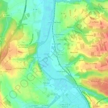 Le Grand Village topographic map, elevation, terrain