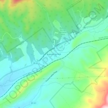 Augusta Springs topographic map, elevation, terrain
