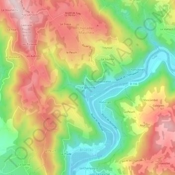 Le Moulinot topographic map, elevation, terrain