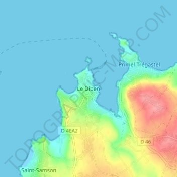 Le Diben topographic map, elevation, terrain