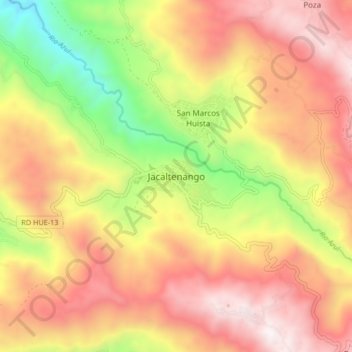 Jacaltenango topographic map, elevation, terrain
