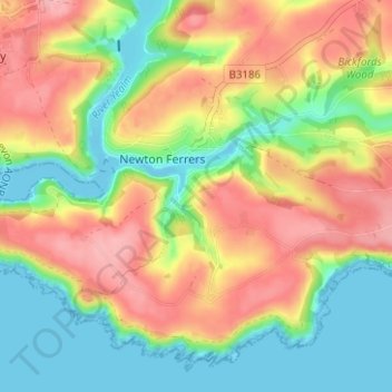 Noss Mayo topographic map, elevation, terrain