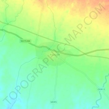 Adavad topographic map, elevation, terrain
