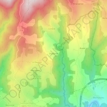 Champcros topographic map, elevation, terrain