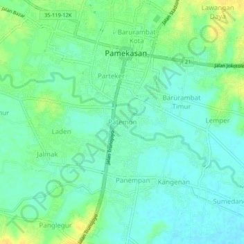 Patemon topographic map, elevation, terrain