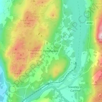 Finsthwaite topographic map, elevation, terrain
