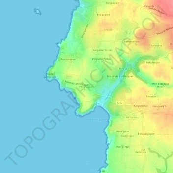 Porsmoguer topographic map, elevation, terrain