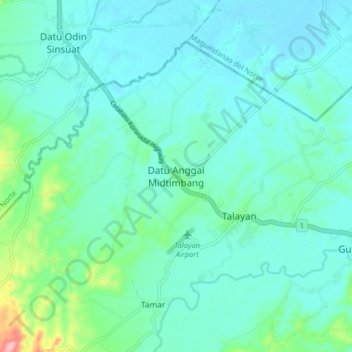Datu Anggal Midtimbang topographic map, elevation, terrain