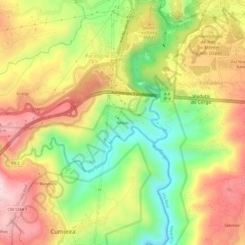 Relvas topographic map, elevation, terrain