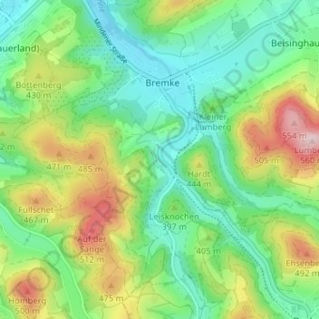 Frielinghausen topographic map, elevation, terrain