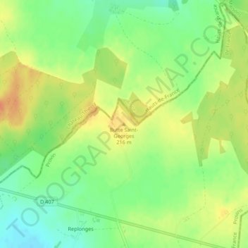Butte Saint-Georges topographic map, elevation, terrain