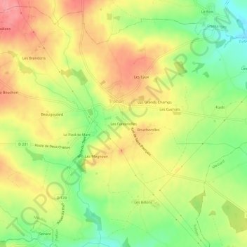 Les Fontenelles topographic map, elevation, terrain