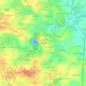 La Gaudière topographic map, elevation, terrain
