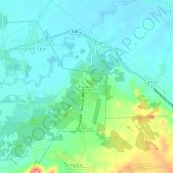 Banuar topographic map, elevation, terrain