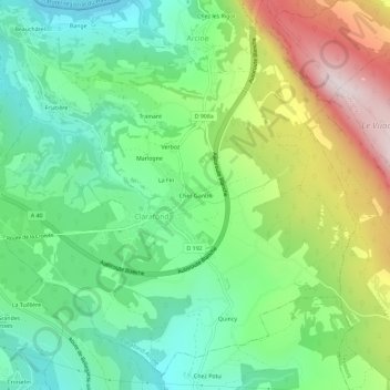 Chez Gantin topographic map, elevation, terrain