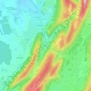 France topographic map, elevation, terrain