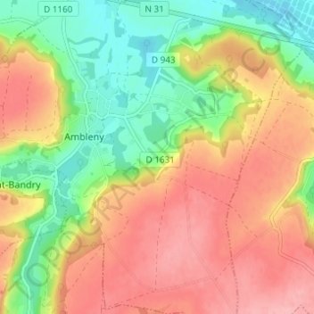 Hignières topographic map, elevation, terrain