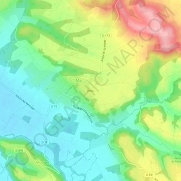 Biéou topographic map, elevation, terrain