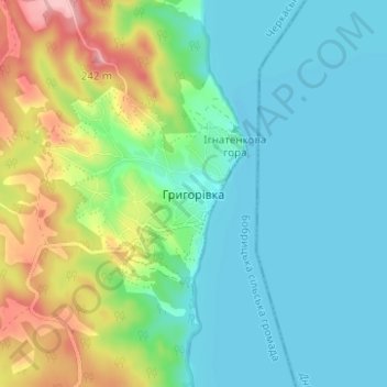 Hryhorivka topographic map, elevation, terrain