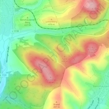 Kerbe topographic map, elevation, terrain