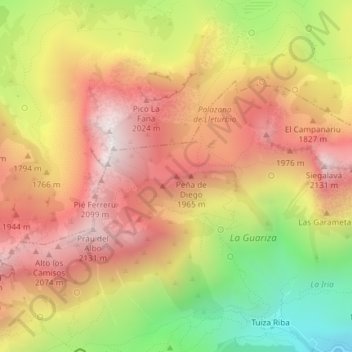 Alto los Riegos topographic map, elevation, terrain