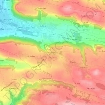 Demptézieu topographic map, elevation, terrain
