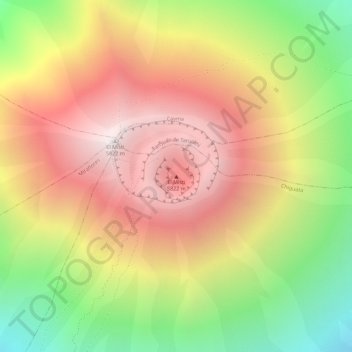 Misti Volcano topographic map, elevation, terrain