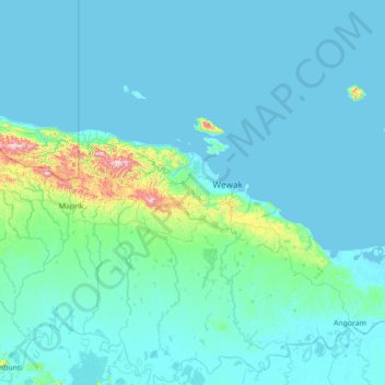 Wewak District topographic map, elevation, terrain