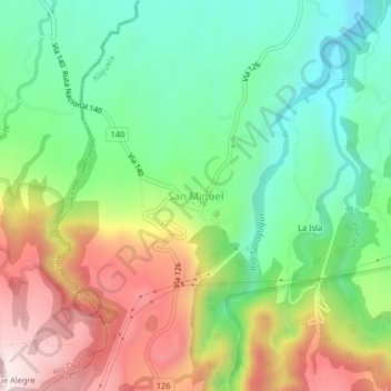 San Miguel topographic map, elevation, terrain