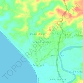 Tanjung Harapan topographic map, elevation, terrain