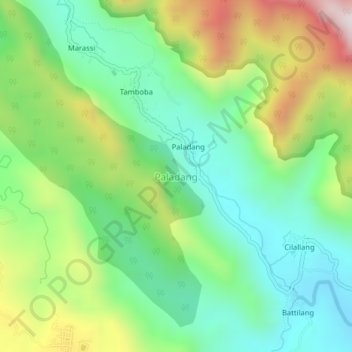 Paladang topographic map, elevation, terrain