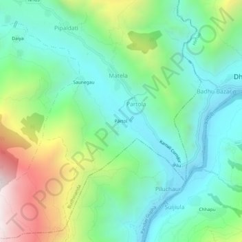 Pārtol topographic map, elevation, terrain