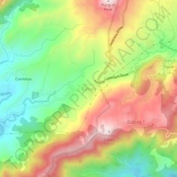 Babag topographic map, elevation, terrain