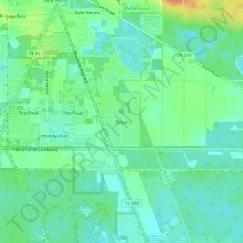Belair topographic map, elevation, terrain