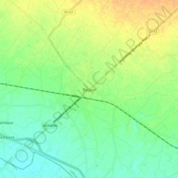 Bajpur topographic map, elevation, terrain