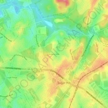 Hickory Hills topographic map, elevation, terrain