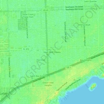 Silver Bluff Estates topographic map, elevation, terrain