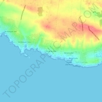 Torret de Baix topographic map, elevation, terrain