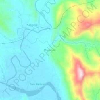 Macabato topographic map, elevation, terrain