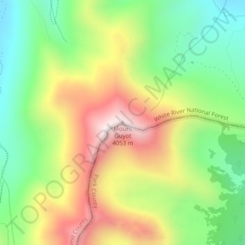 Mount Guyot topographic map, elevation, terrain