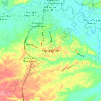 Muara Bungo topographic map, elevation, terrain