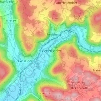 Niederfellendorf topographic map, elevation, terrain