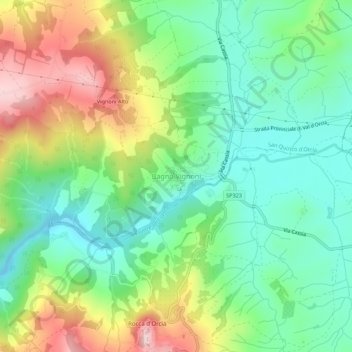 Bagno Vignoni topographic map, elevation, terrain