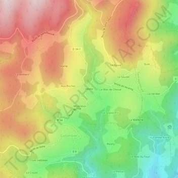 Vilette topographic map, elevation, terrain