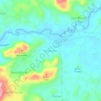 Tambunan topographic map, elevation, terrain