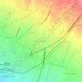 Bendogerit topographic map, elevation, terrain