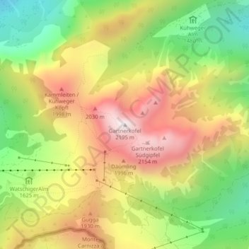 Gartnerkofel topographic map, elevation, terrain