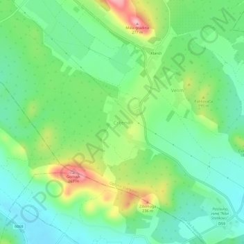 Crljenik topographic map, elevation, terrain