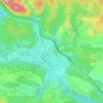 Lekunberri topographic map, elevation, terrain